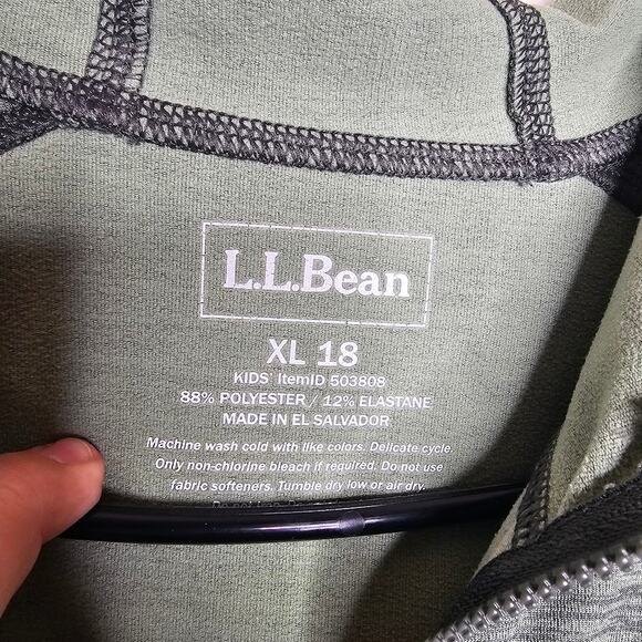 LL Bean kids green athletic full zip hooded sweater size xl - Picture 5 of 8